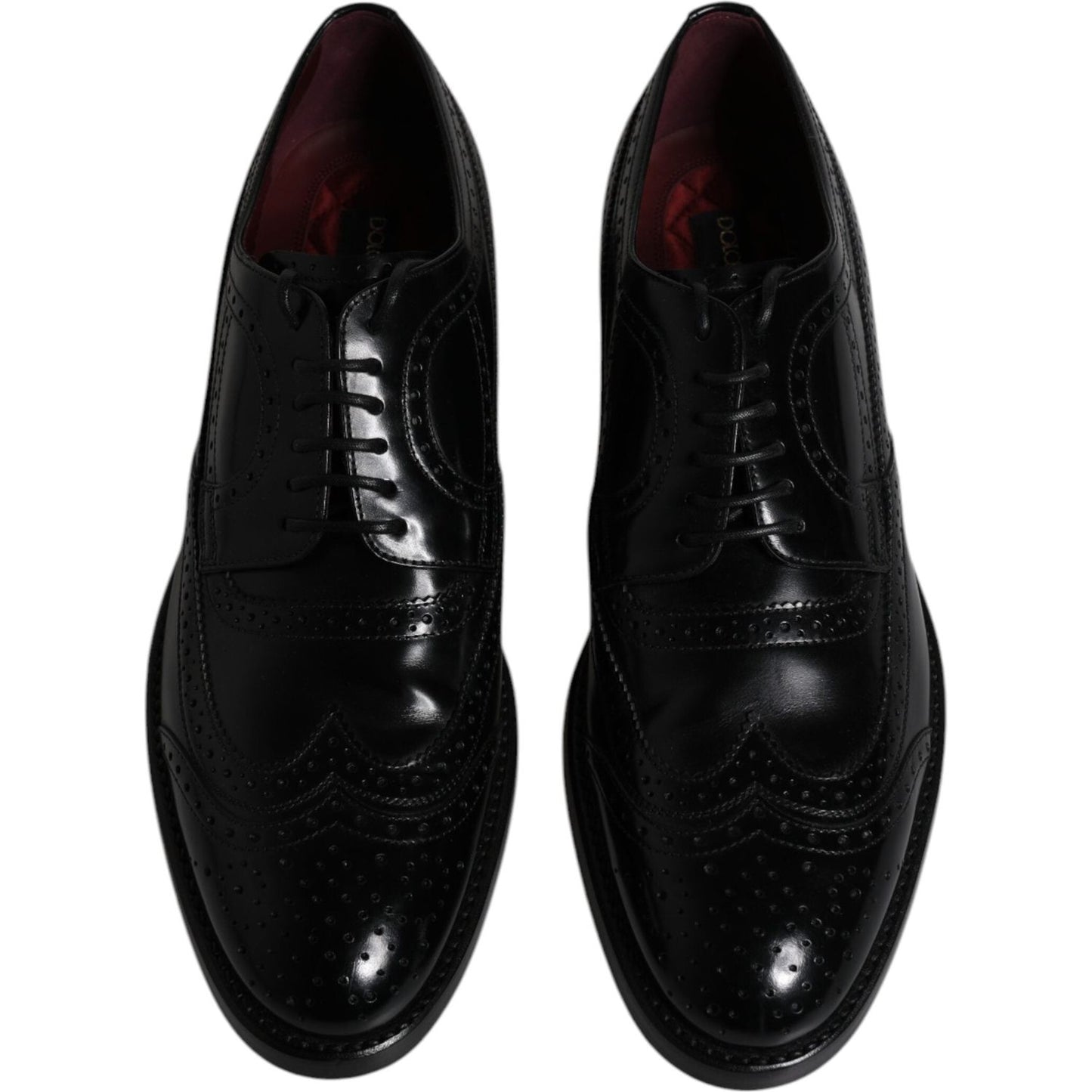 Dolce & Gabbana Black Leather Derby Wingtip Formal Shoes MV6503-43