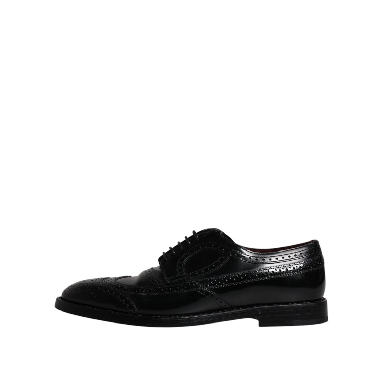 Dolce & Gabbana Black Leather Derby Wingtip Formal Shoes