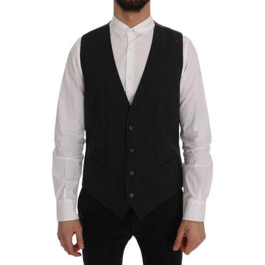 Dolce & Gabbana Gray STAFF Cotton Striped Vest SIG60354-1
