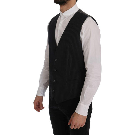 Dolce & Gabbana Gray STAFF Cotton Striped Vest SIG60354-1