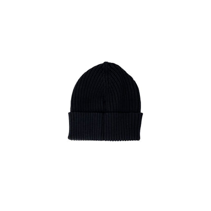 Calvin Klein Jeans Black Wool Cap (Baseball Hat) with ribbed design and monogram logo