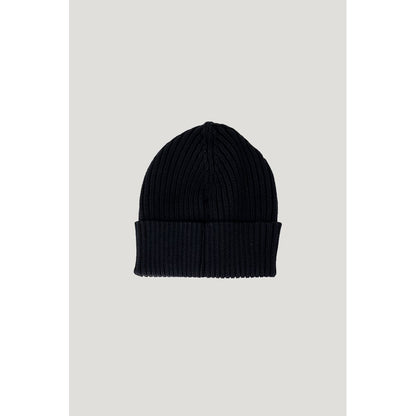 Calvin Klein Jeans Black Wool Cap (Baseball Hat) featuring ribbed design and monogram logo.