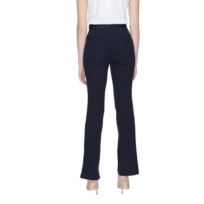 Street One Blue Cotton Flared Pants