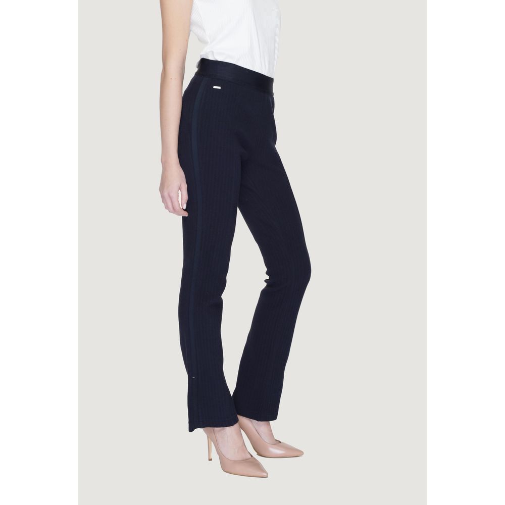 Street One Blue Cotton Flared Pants