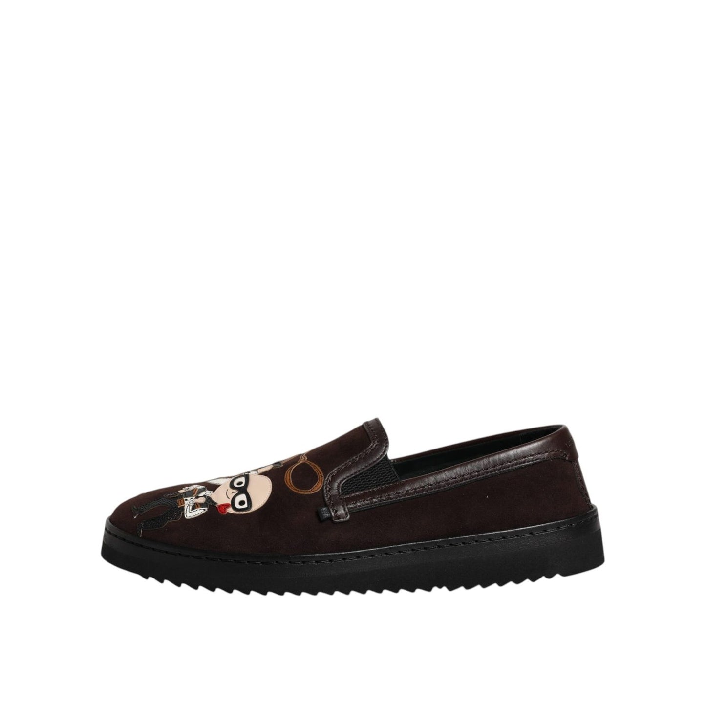 Dolce & Gabbana Brown Suede DG Family Slip On Flats Shoes