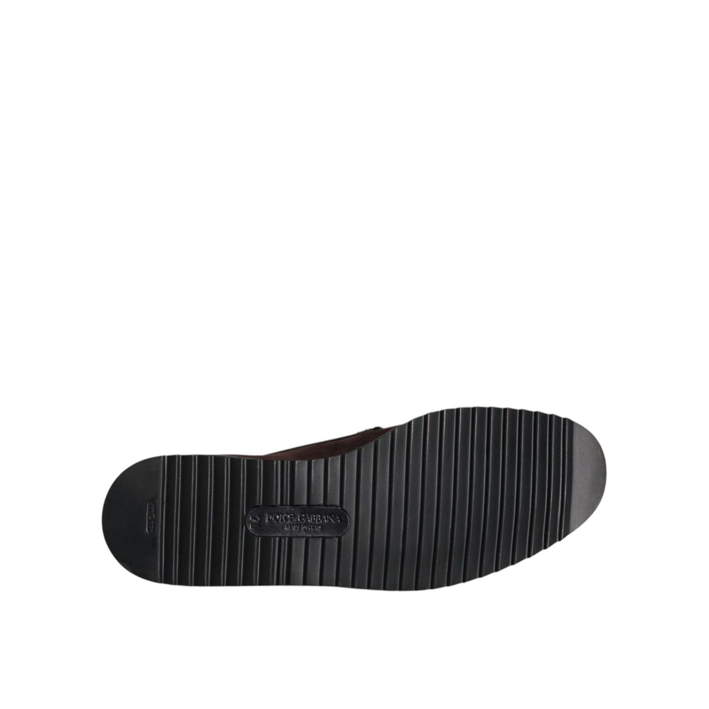 Dolce & Gabbana Brown Suede DG Family Slip On Flats Shoes