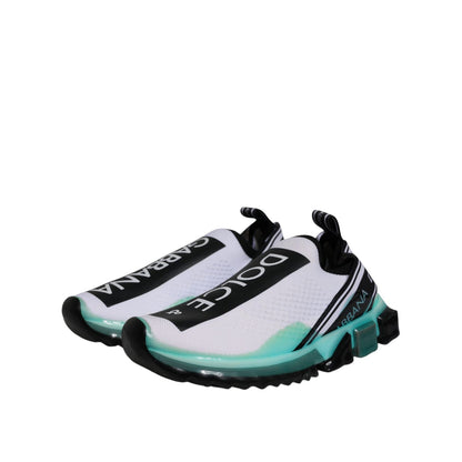 Dolce & Gabbana White Blue Sorrento Slip On Sneakers Shoes