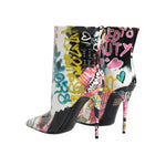 Dolce & Gabbana Multicolor Graffiti Keira Mid Calf Boots Shoes
