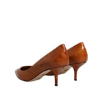 Dolce & Gabbana Brown Leather Kitten Heels Pumps Shoes