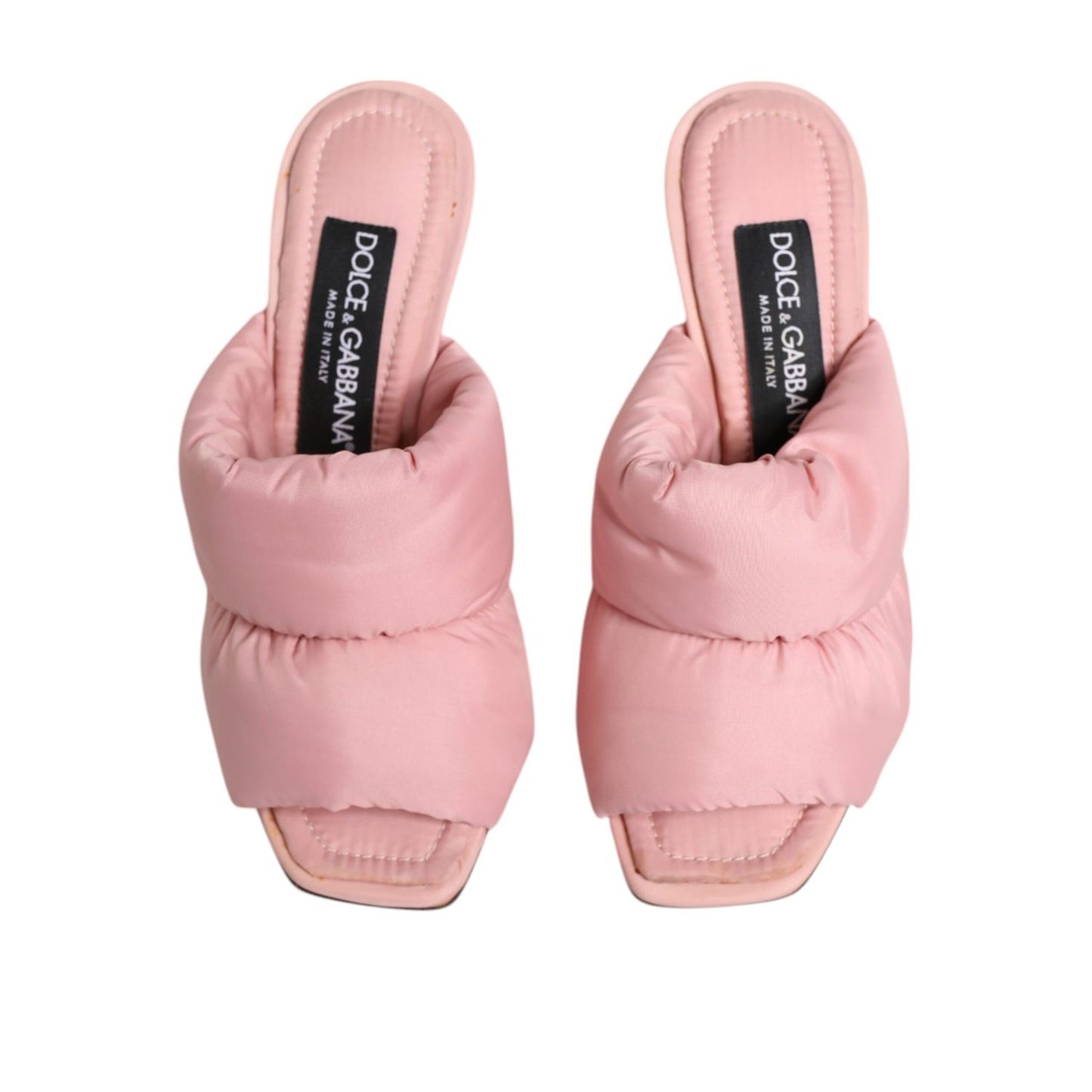 Dolce & Gabbana Pink Quilted DG Heel Slide Sandals Shoes