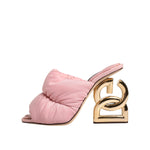 Dolce & Gabbana Pink Quilted DG Heel Slide Sandals Shoes