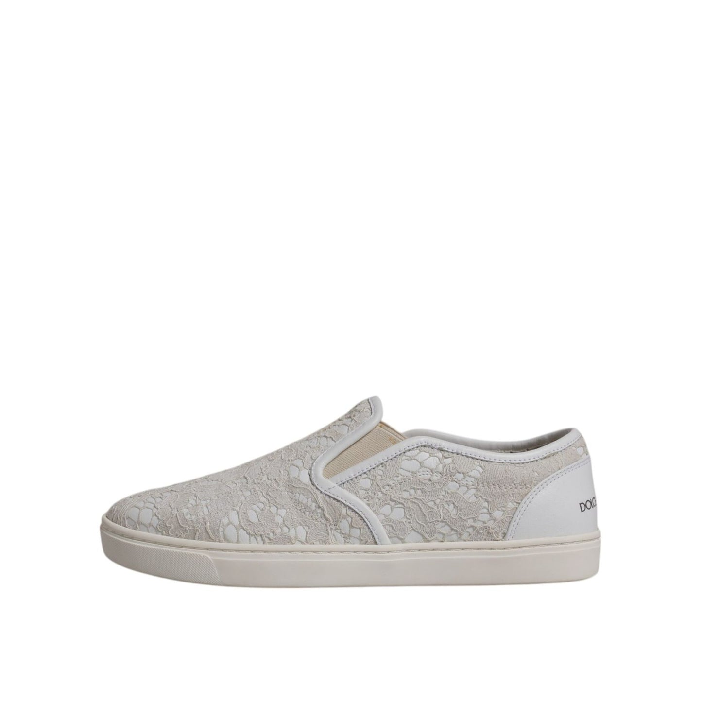 Dolce & Gabbana White Floral Lace Slip On Loafers Shoes