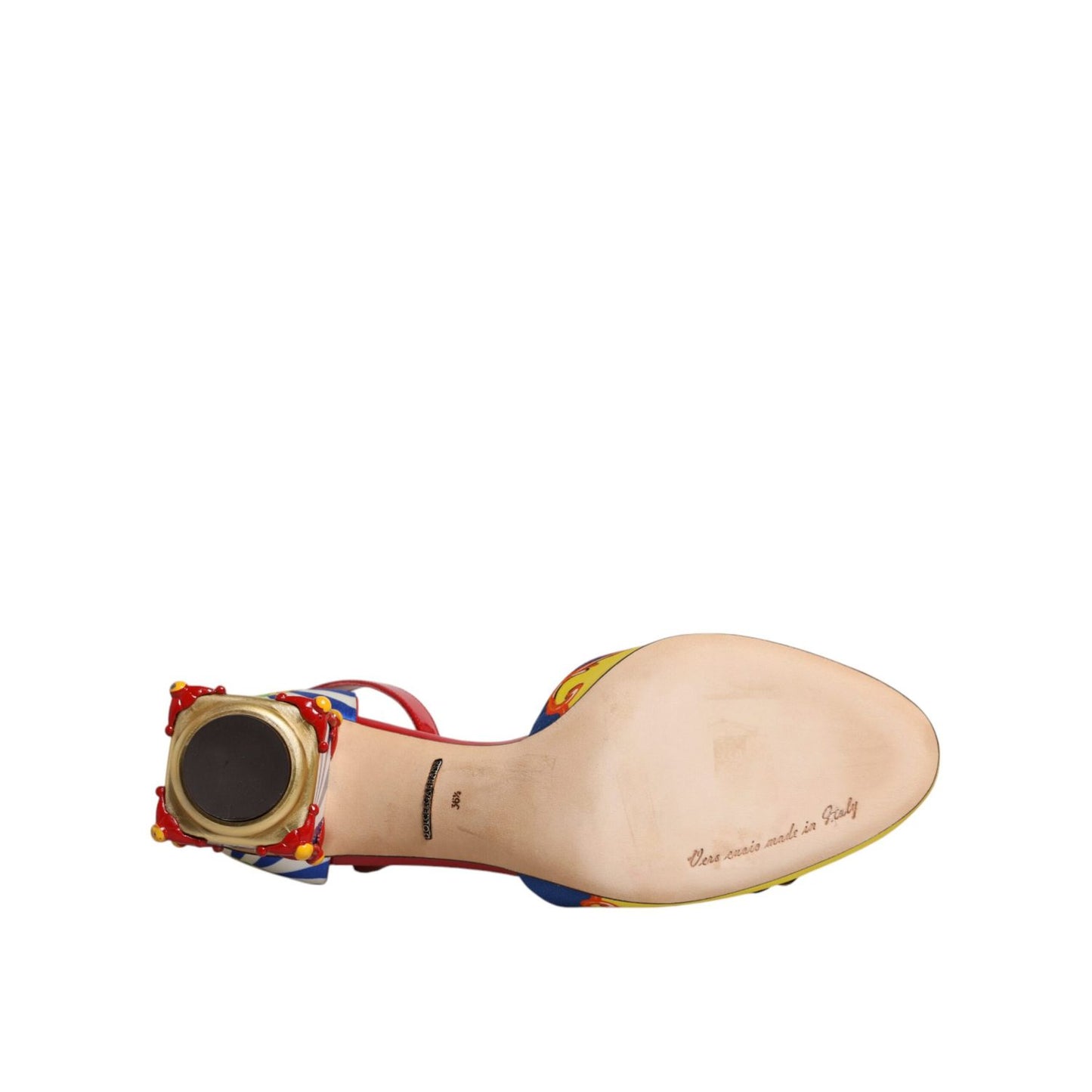 Dolce & Gabbana Multicolor Carretto Crystal Fur Sandals Shoes