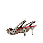 Dolce & Gabbana Multicolor Leather Crystal Heels Slingback Shoes