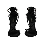 Dolce & Gabbana Black Suede Ankle Strap Heels Sandals Shoes