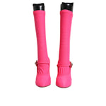 Dolce & Gabbana Pink Nylon Crystal Vally High Boots Shoes