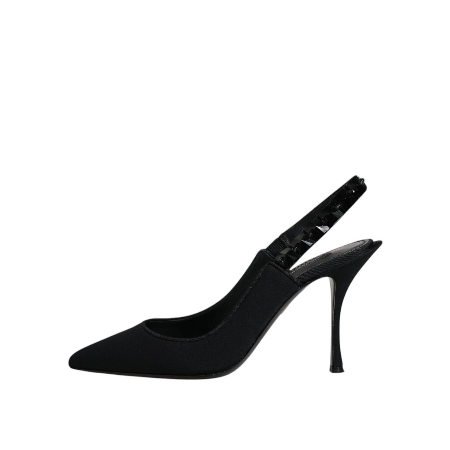 Dolce & Gabbana Black Embellished Charmeuse Slingback Shoes