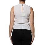 Patrizia Pepe White Mock Neckline Sleeveless Tank Blouse Top TSH86736-38