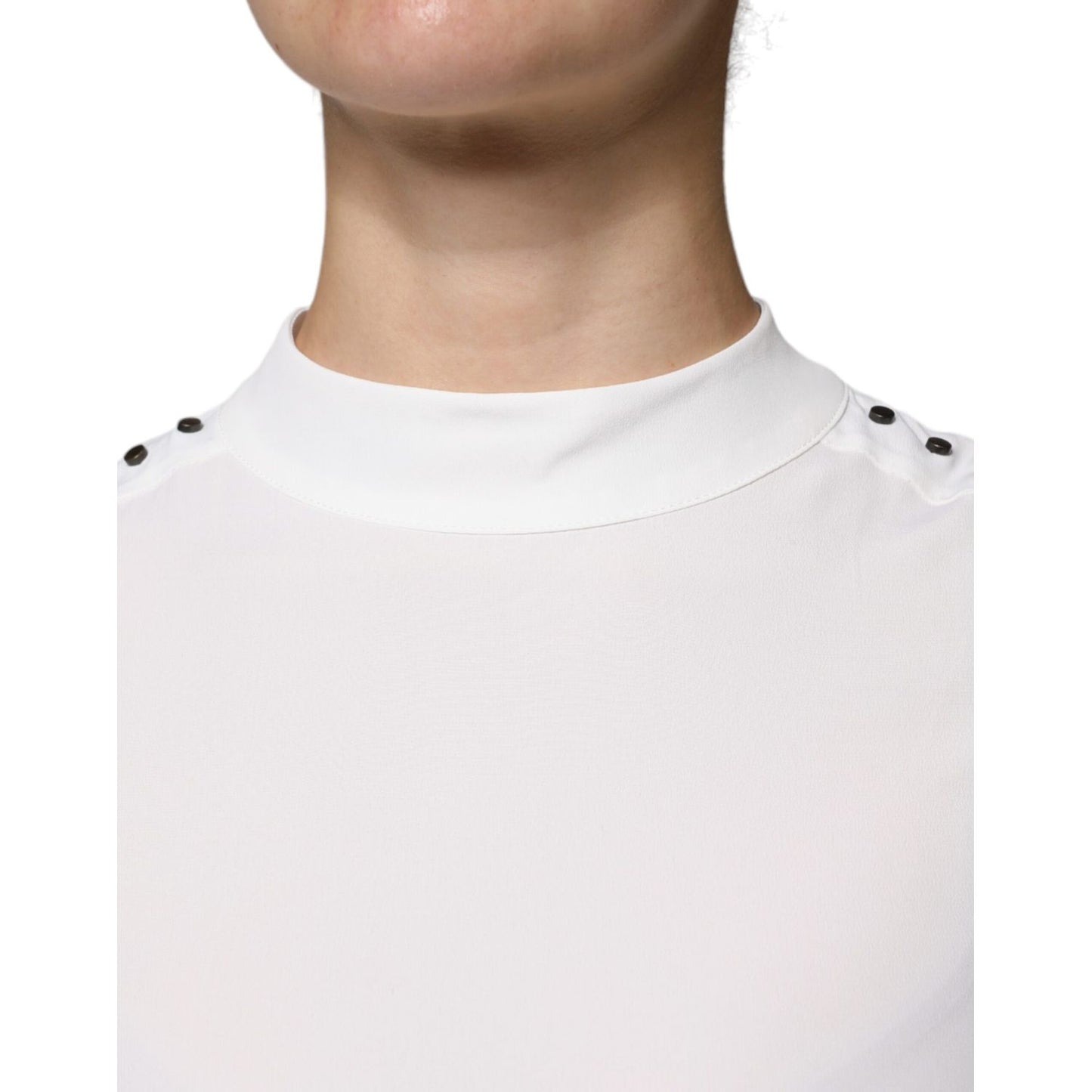 Patrizia Pepe White Mock Neckline Sleeveless Tank Blouse Top TSH86736-38