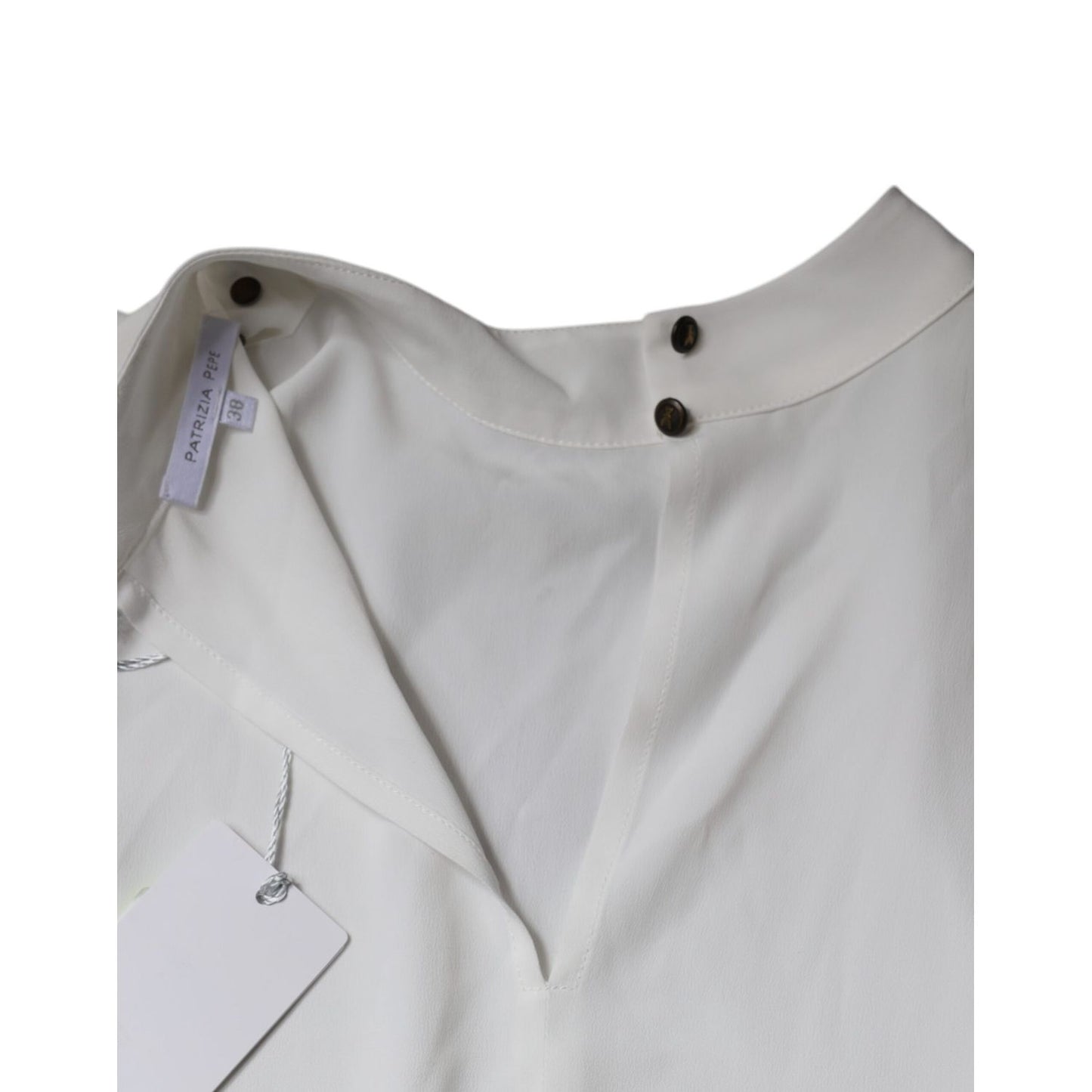 Patrizia Pepe White Mock Neckline Sleeveless Tank Blouse Top TSH86736-38
