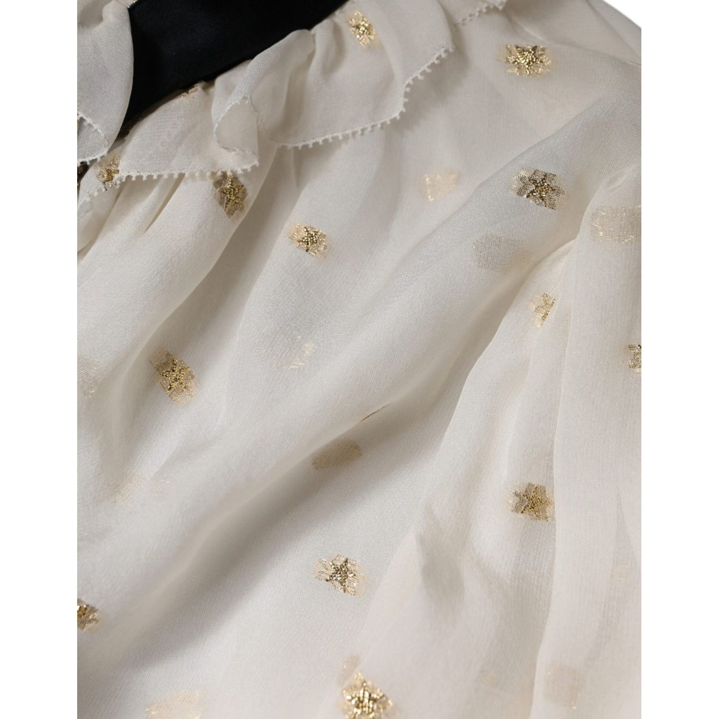 Dolce & Gabbana Off White Silk Blend Ascot Collar Blouse Top TSH86769-40