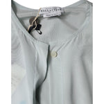 Ballantyne Light Blue Silk Ascot Collared Long Sleeves Top TSH86786-40