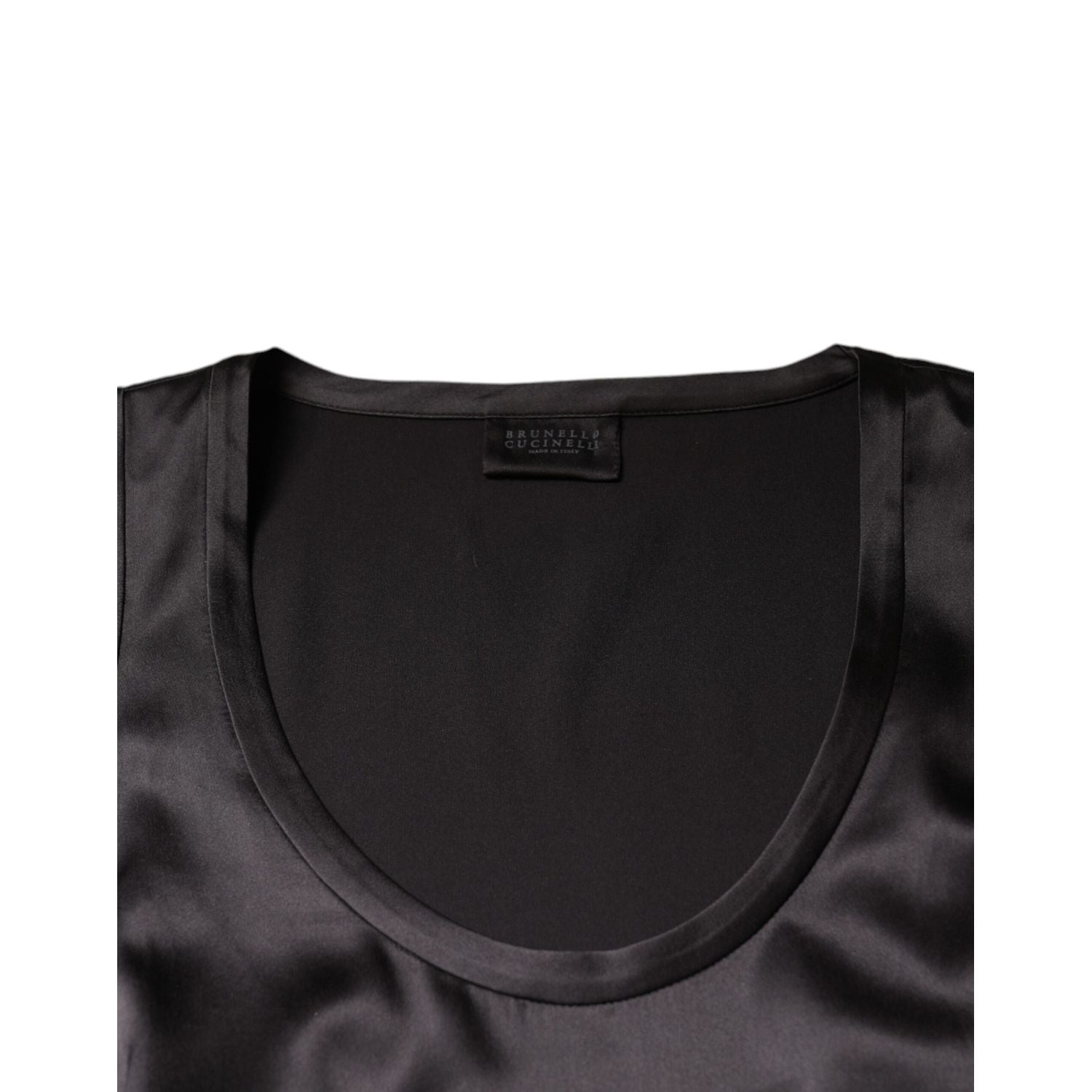 Brunello Cucinelli Black Silk Blend Sleeveless Tank Top