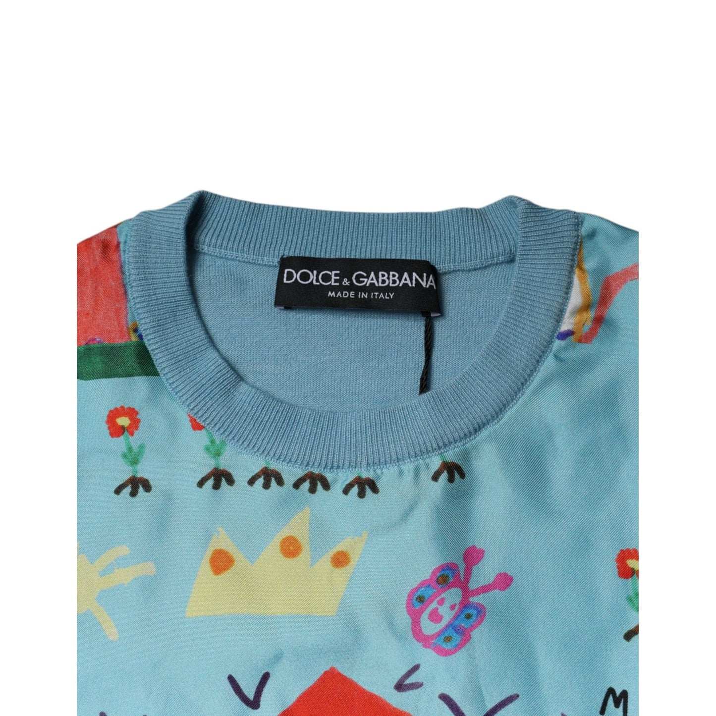 Dolce & Gabbana Blue Drawing Cashmere Sleeveless Tank Top TSH86791-38