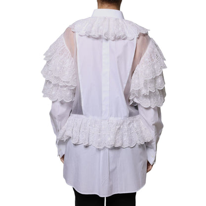 Dolce & Gabbana White Cotton Poplin Shirt Dress Blouse Top
