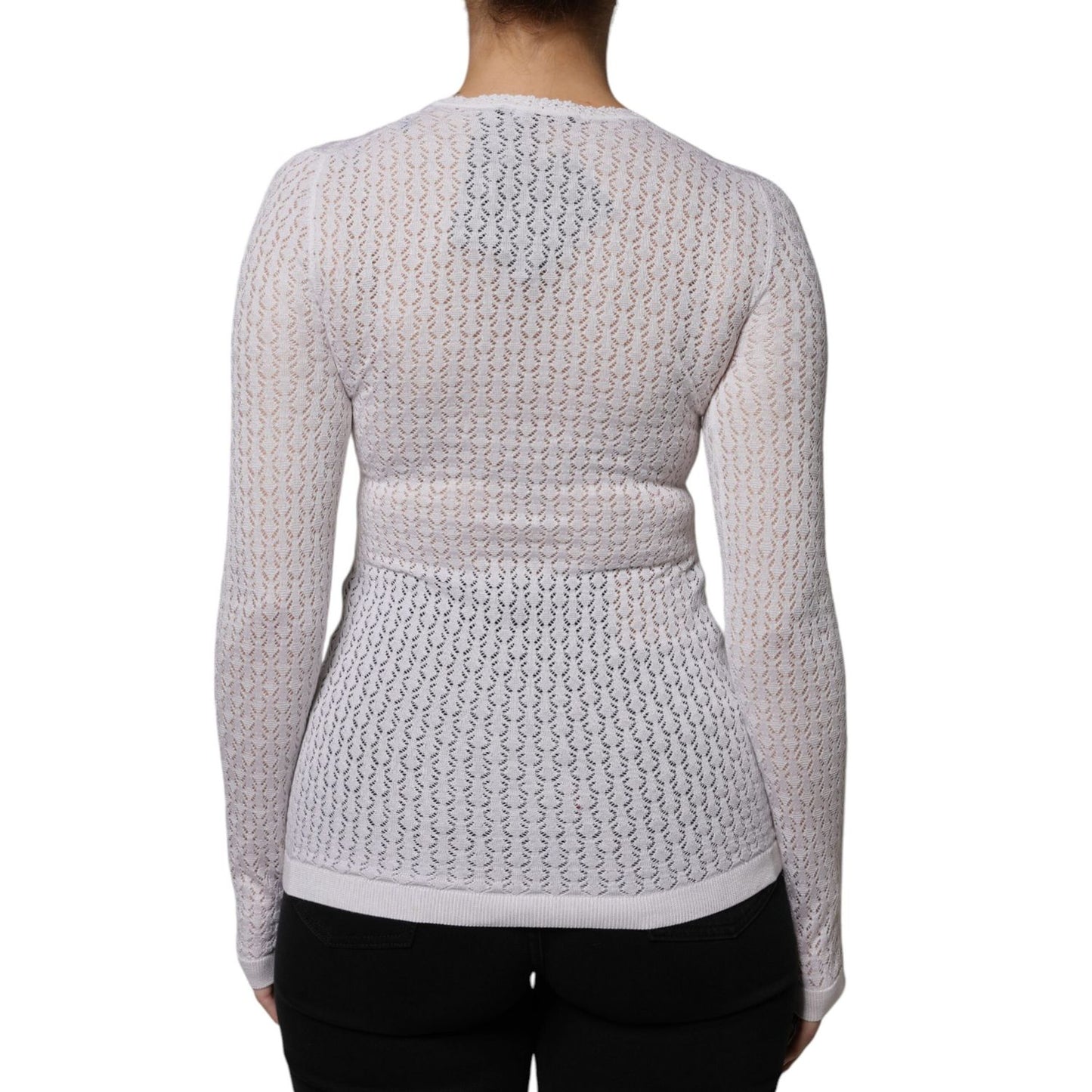 Dolce & Gabbana White Silk Button Down Cardigan Sweater TSH86796-36