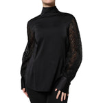 Brunello Cucinelli Black Silk Blend Long Sleeves Blouse Top TSH86798-44