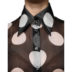 Dolce & Gabbana Black White Polka Dots Silk Long Sleeves Top TSH86801-42