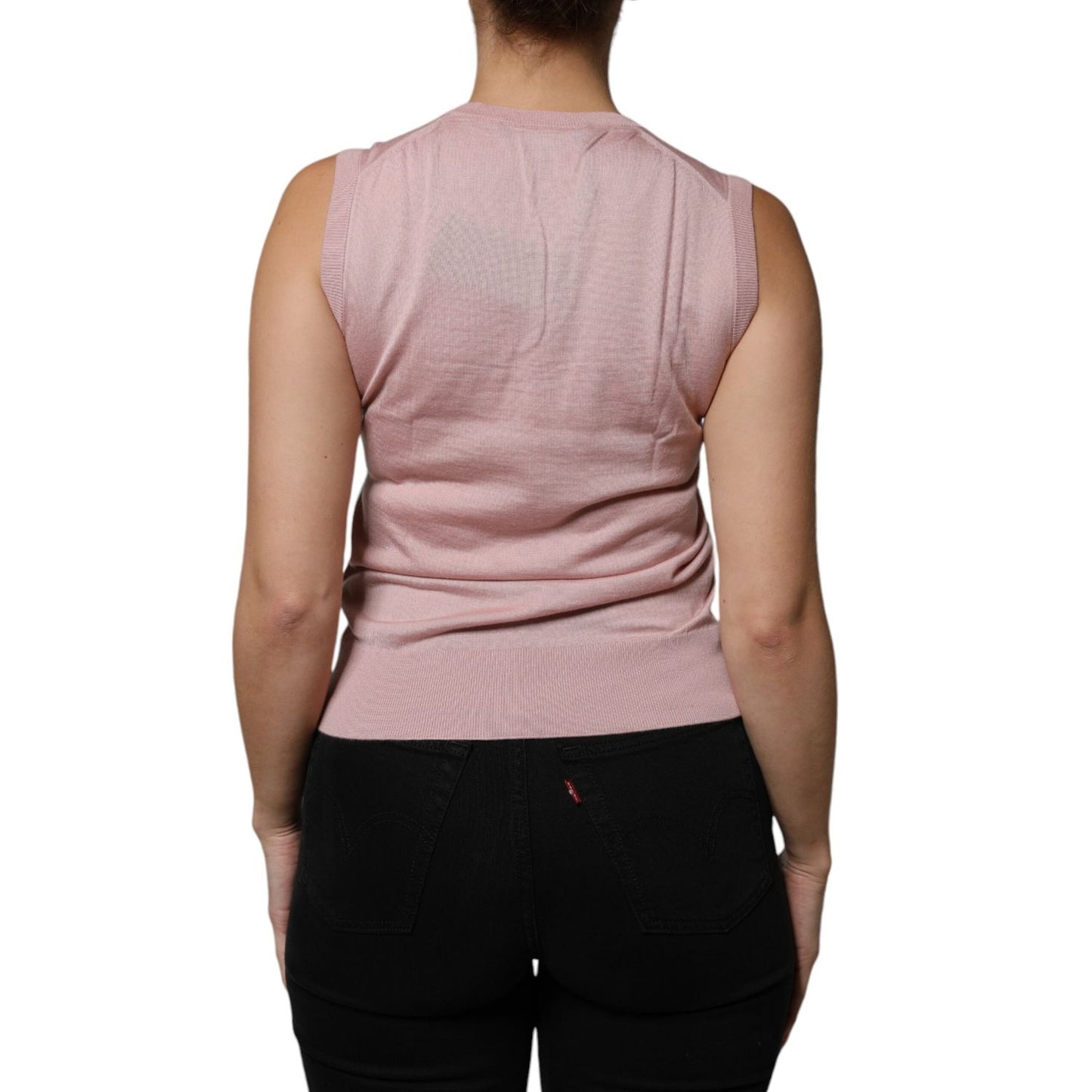 Dolce & Gabbana Pink Cashmere Knitted Sleeveless Tank Top TSH86820-38