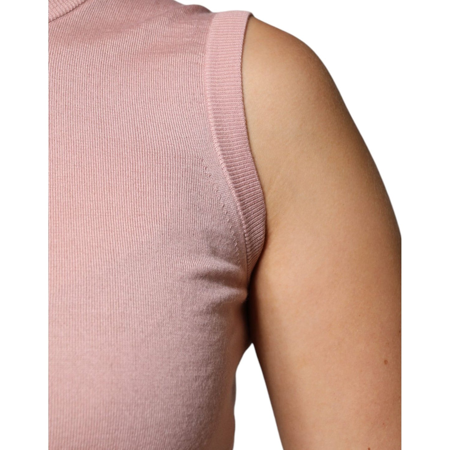 Dolce & Gabbana Pink Cashmere Knitted Sleeveless Tank Top TSH86820-38