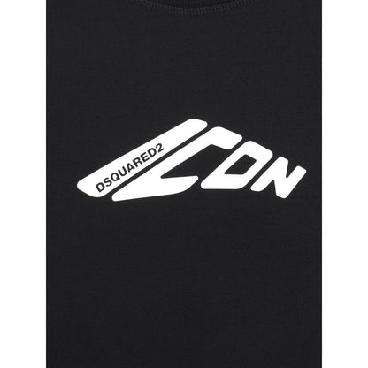 Dsquared² Black Cotton Sweatshirt with bold logo on front, showcasing stylish design and comfort for cooler seasons.