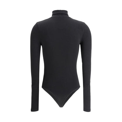 Wolford Black Polyamide Top - Colorado Bodysuit back view with high neck and long sleeves in smooth, form-fitting design.