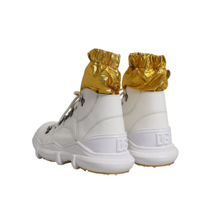 Dolce & Gabbana White Nylon Galileo High Top Sneakers Shoes