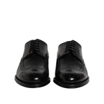 Dolce & Gabbana Black Leather Derby Wingtip Formal Shoes MV6619-39.5