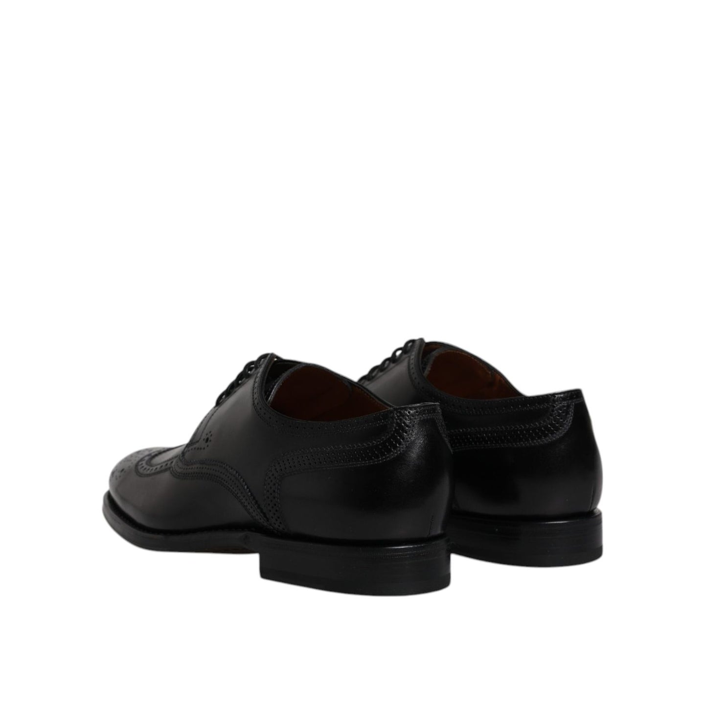 Dolce & Gabbana Black Leather Derby Wingtip Formal Shoes MV6619-39.5