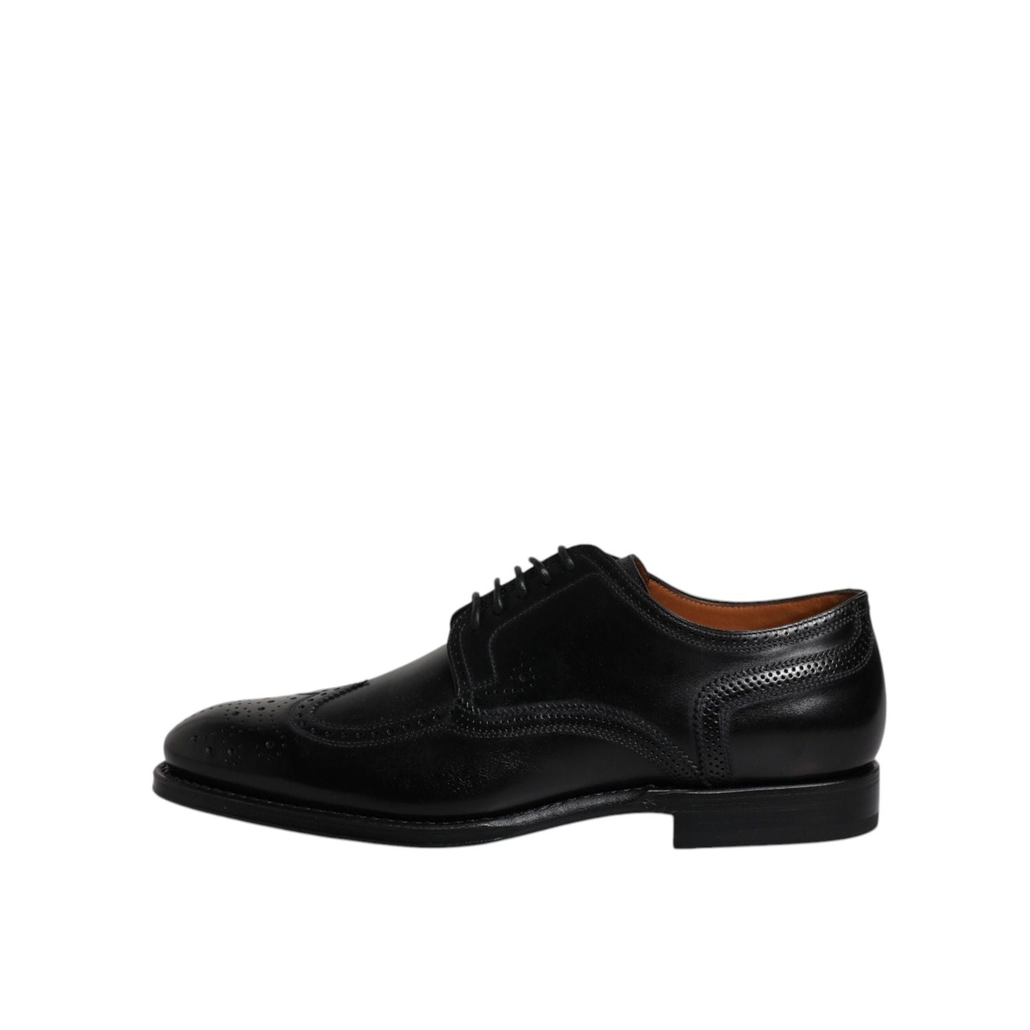 Dolce & Gabbana Black Leather Derby Wingtip Formal Shoes