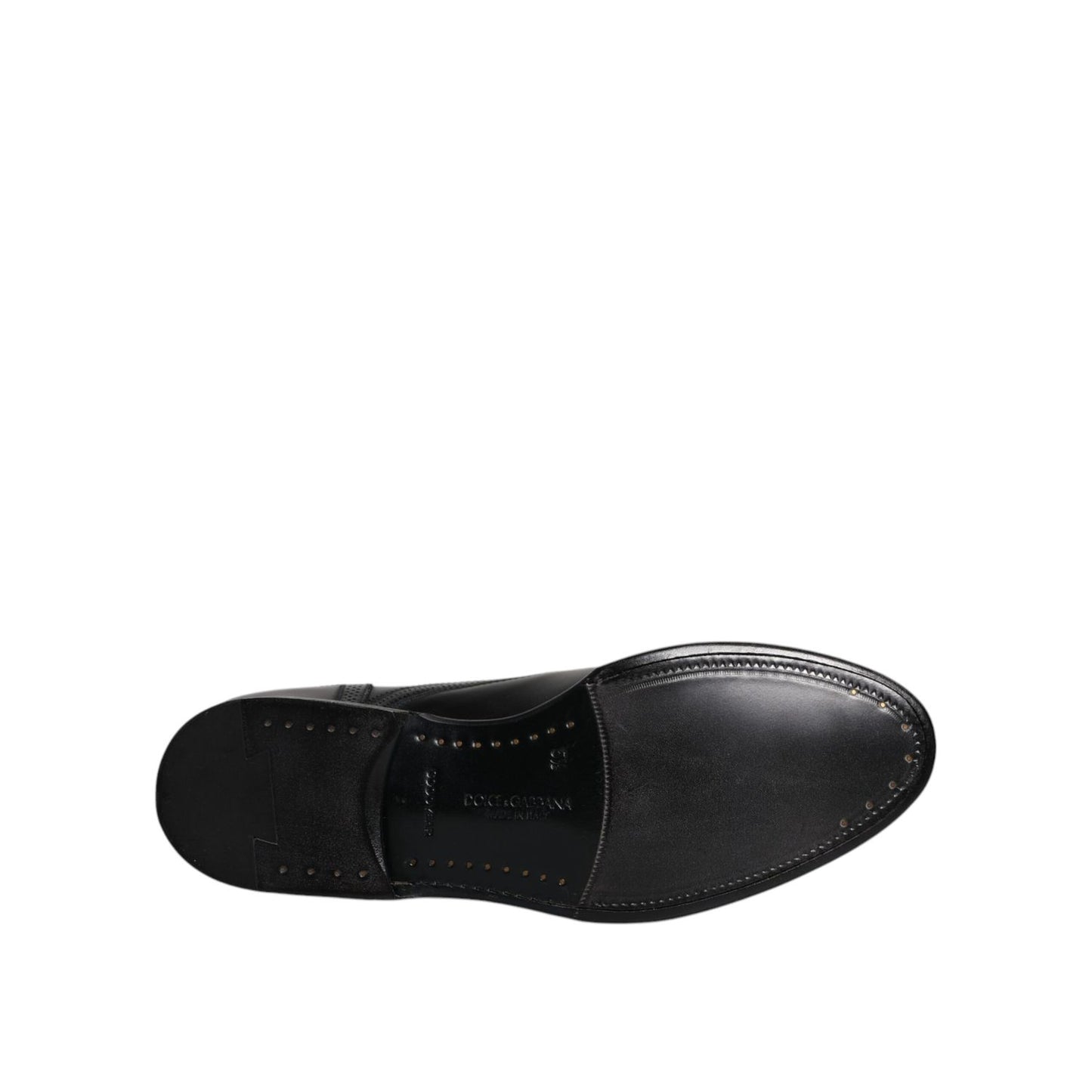 Dolce & Gabbana Black Leather Derby Wingtip Formal Shoes