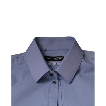 Dolce & Gabbana Light Blue Cotton Slim Fit SICILIA Dress Shirt