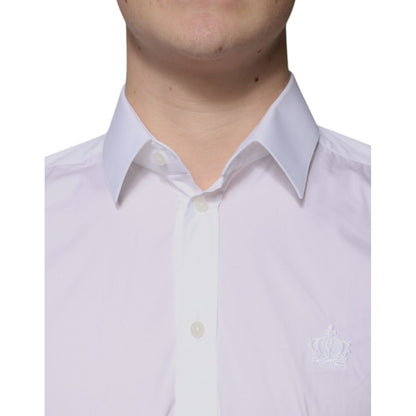 Dolce & Gabbana White Cotton Slim Fit Men MARTINI Dress Shirt