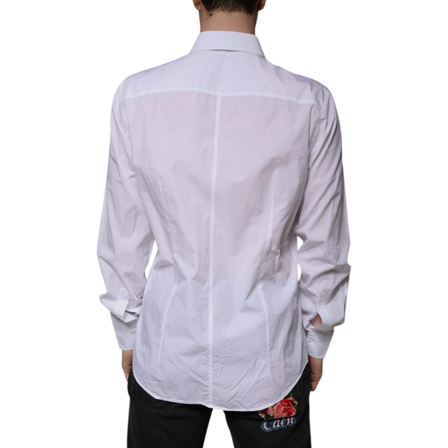 Dolce & Gabbana White Cotton Slim Fit MARTINI Dress Shirt