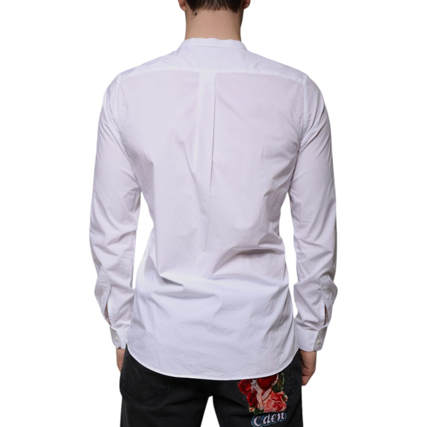 Dolce & Gabbana White Cotton Slim Fit MARTINI Dress Shirt