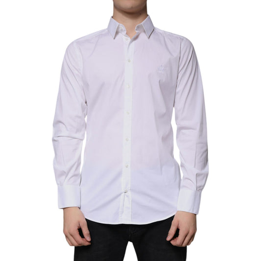 Dolce & Gabbana White Cotton Long Sleeve GOLD Dress Shirt