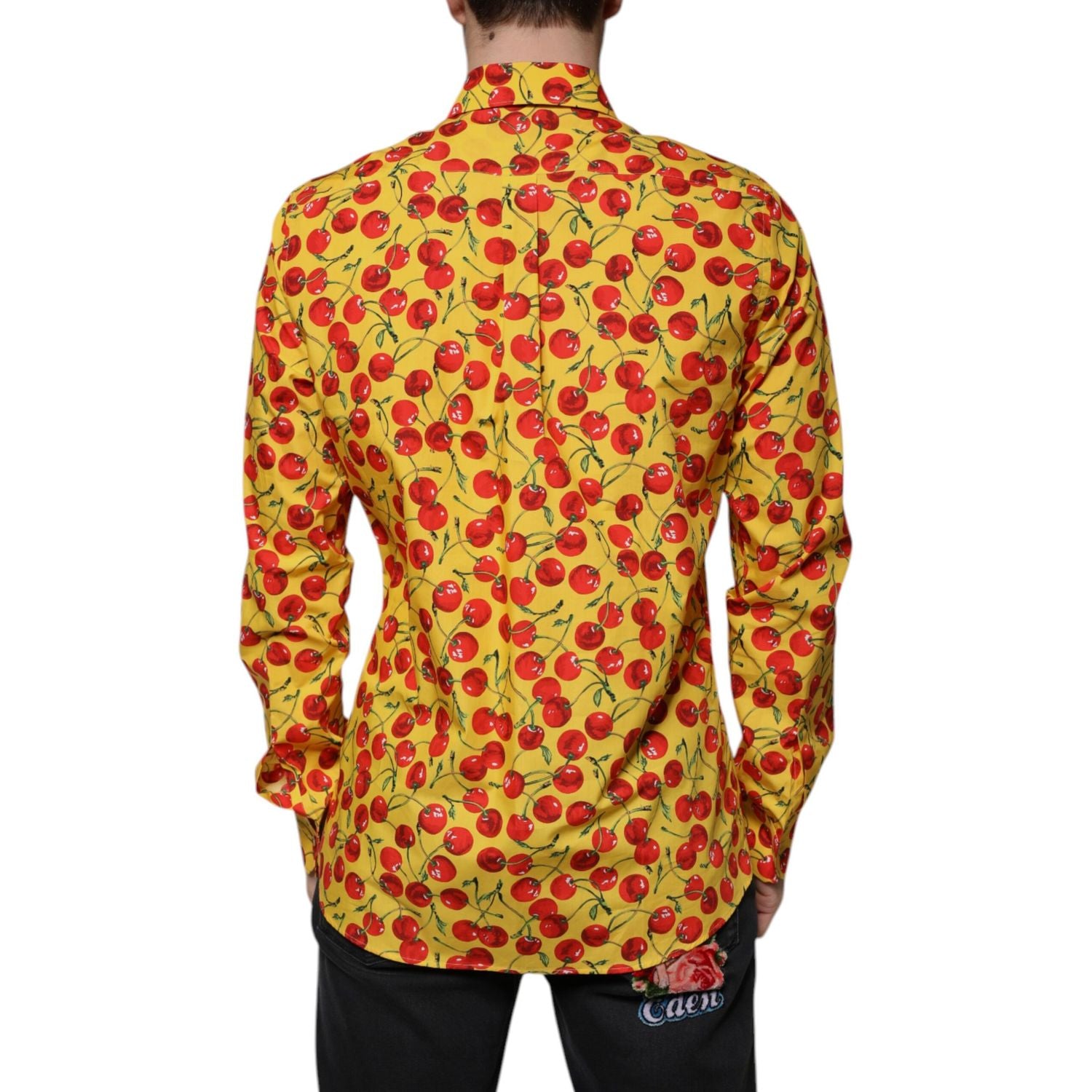 Dolce & Gabbana Yellow Cherry Cotton MARTINI Dress Shirt