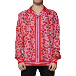 Dolce & Gabbana Pink Cherry Silk Button Down Casual Shirt TSH87285-42