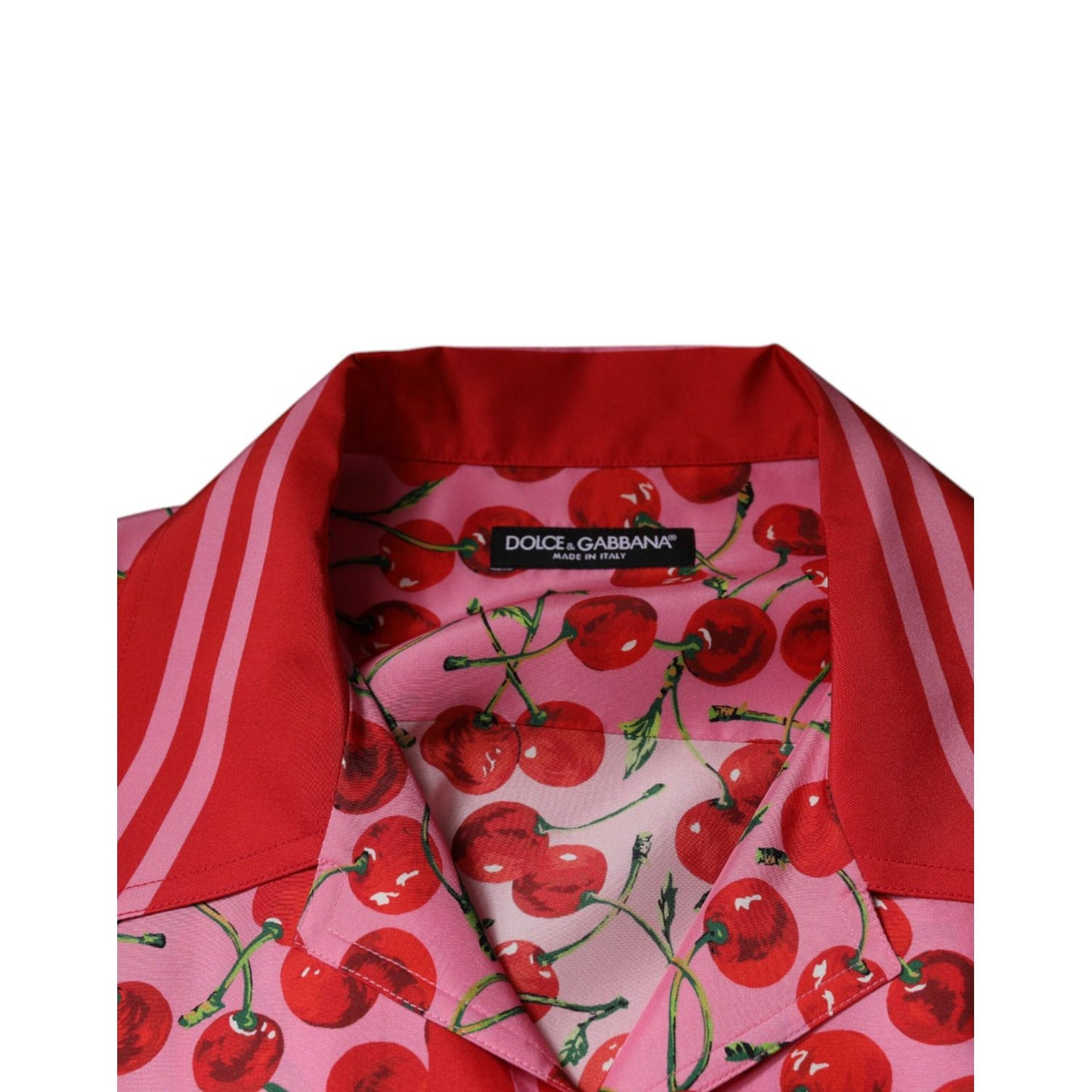 Dolce & Gabbana Pink Cherry Silk Button Down Casual Shirt TSH87285-42