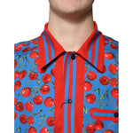 Dolce & Gabbana Blue Cherry Cotton Button Down Casual Shirt TSH87289-41